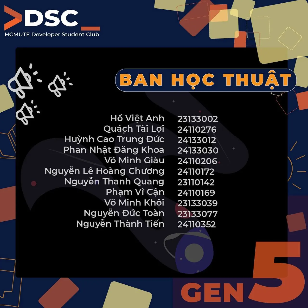 Công bố danh sách thành viên câu lạc bộ HCMUTE DSC (2)