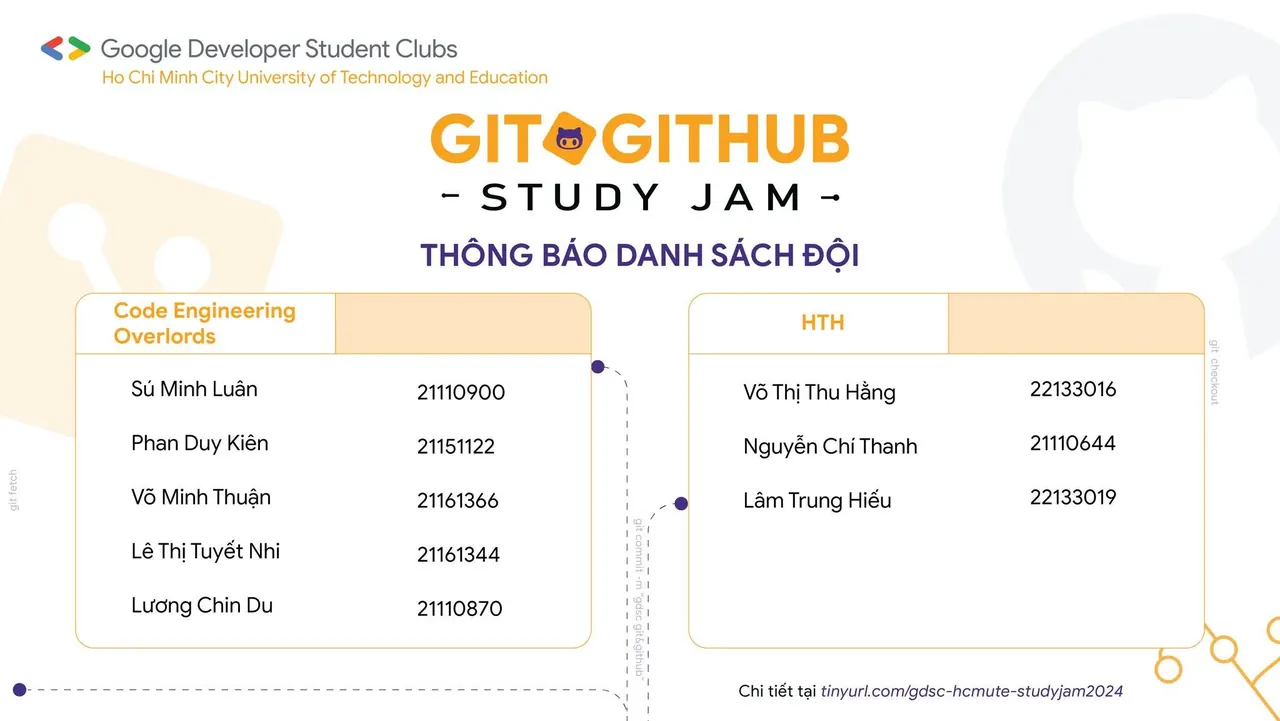 Git & GitHub Study Jam | Danh sách thành viên các đội (5)
